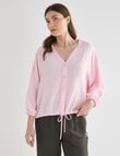Whistle V-Neck Tie Hem Top, Light Pink product photo
