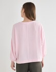 Whistle V-Neck Tie Hem Top, Light Pink product photo View 02 S