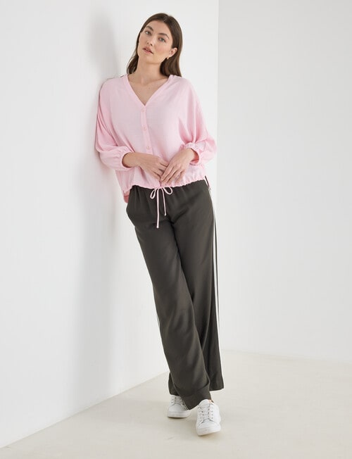 Whistle V-Neck Tie Hem Top, Light Pink product photo View 03 L