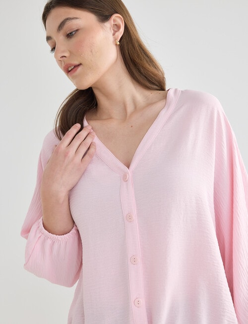 Whistle V-Neck Tie Hem Top, Light Pink product photo View 04 L