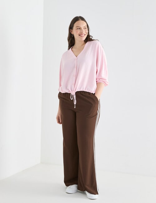 Whistle V-Neck Tie Hem Top, Light Pink product photo View 12 L