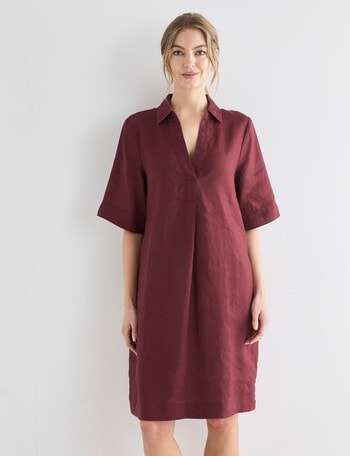 Zest Essential Linen Collared Dress, Boysenberry product photo