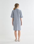 Zest Essential Linen Collared Dress, Navy Stripe product photo View 02 S
