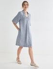 Zest Essential Linen Collared Dress, Navy Stripe product photo View 03 S