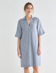 Zest Essential Linen Collared Dress, Navy Stripe product photo View 04 S