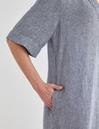 Zest Essential Linen Collared Dress, Navy Stripe product photo View 06 S