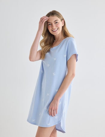 Zest Sleep Butterfly T-Shirt Nightie, Pale Blue, 8-22 product photo