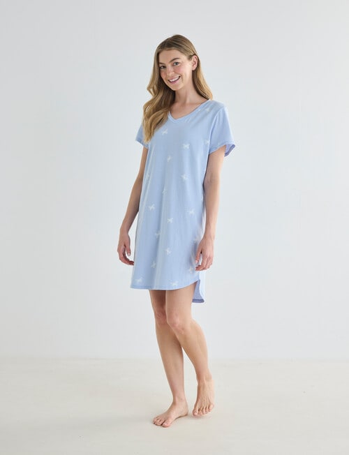 Zest Sleep Butterfly T-Shirt Nightie, Pale Blue, 8-22 product photo View 03 L