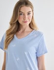 Zest Sleep Butterfly T-Shirt Nightie, Pale Blue, 8-22 product photo View 04 S