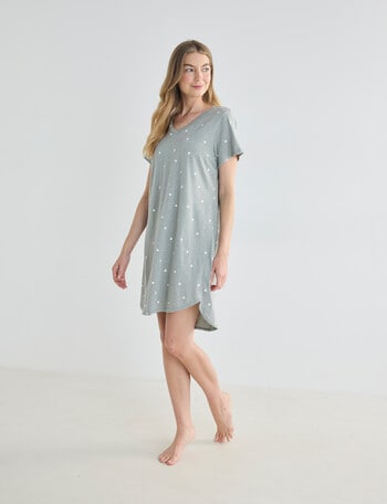 Zest Sleep Spot T-Shirt Nightie, Sage Marle, 8-22 product photo