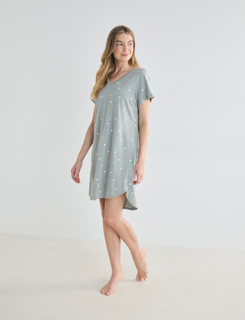 Zest Sleep Spot T-Shirt Nightie, Sage Marle, 8-22 product photo