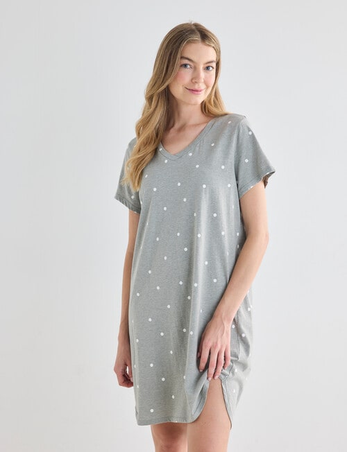 Zest Sleep Spot T-Shirt Nightie, Sage Marle, 8-22 product photo View 03 L