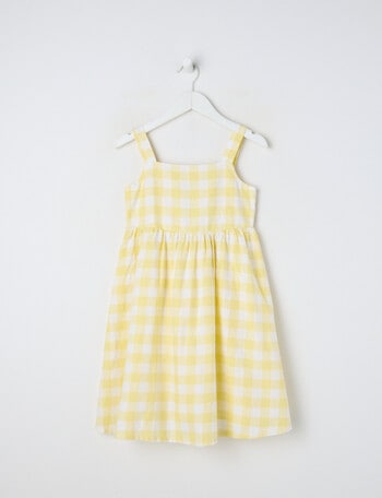 Mac & Ellie Gingham Linen Blend Bow Back Dress, Lemon product photo