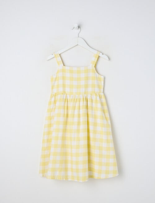 Mac & Ellie Gingham Linen Blend Bow Back Dress, Lemon product photo