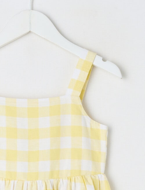 Mac & Ellie Gingham Linen Blend Bow Back Dress, Lemon product photo View 02 L