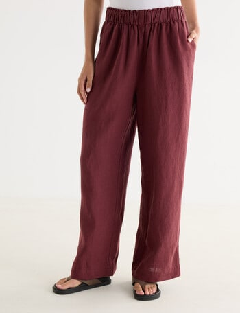Zest Essential Linen Wide Leg Pant, Boysenberry product photo