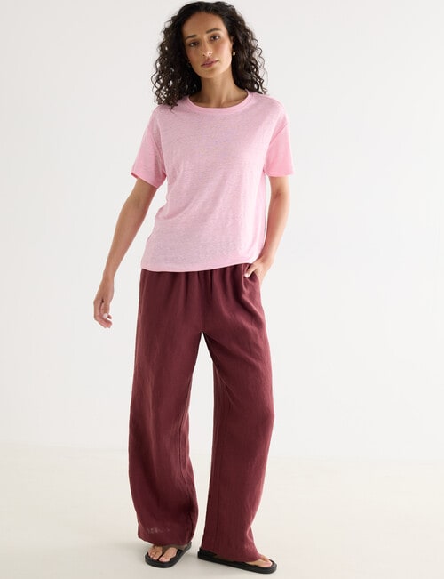 Zest Essential Linen Wide Leg Pant, Boysenberry product photo View 03 L