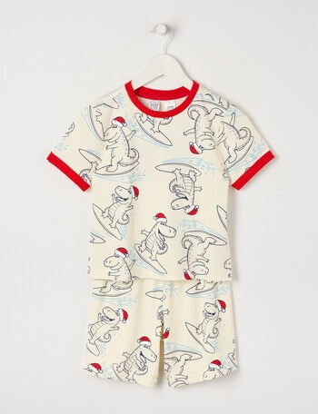 Sleep Mode Christmas Knit PJ Set, Surfing Dino, 2-8 product photo