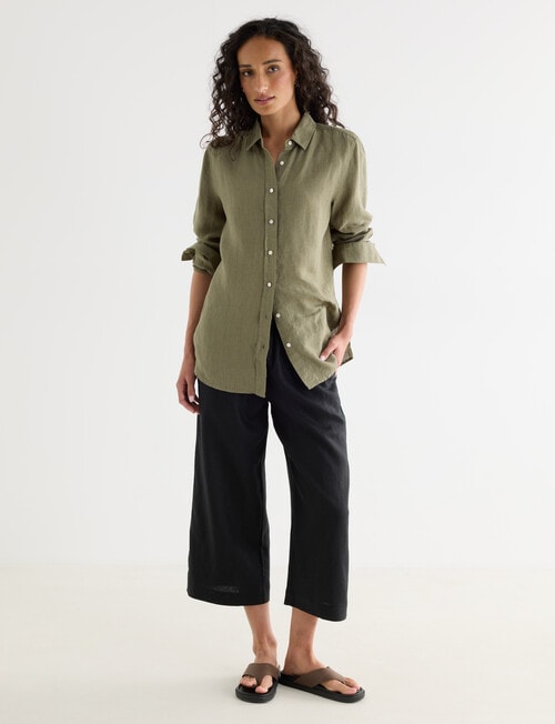 Zest Essential Linen Long Sleeve Shirt, Caper product photo View 03 L