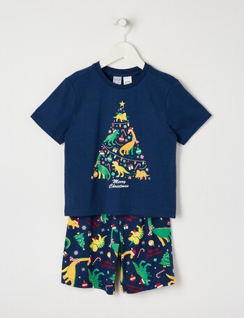 Sleep Mode Christmas Knit PJ Set, Dino Christmas Tree, 2-8 product photo