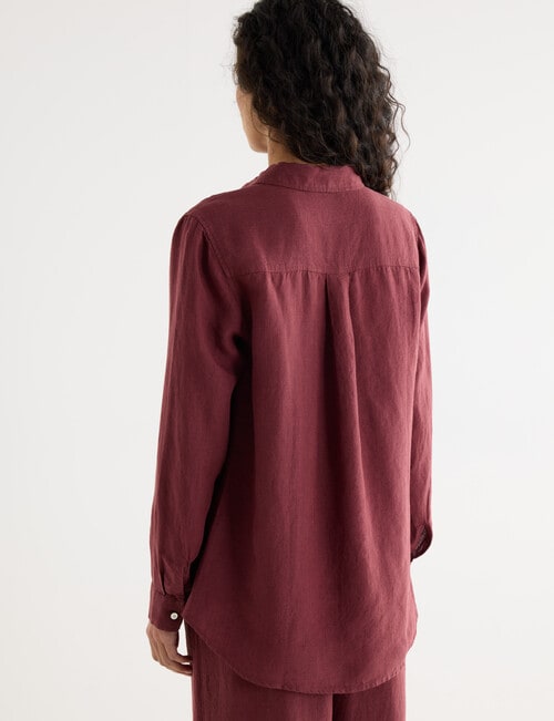 Zest Essential Linen Long Sleeve Shirt, Boysenberry product photo View 02 L