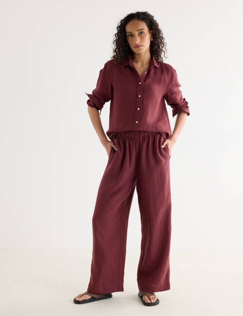 Zest Essential Linen Long Sleeve Shirt, Boysenberry product photo View 03 L