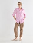 Zest Essential Linen Long Sleeve Shirt, Pink Stripe product photo View 03 S