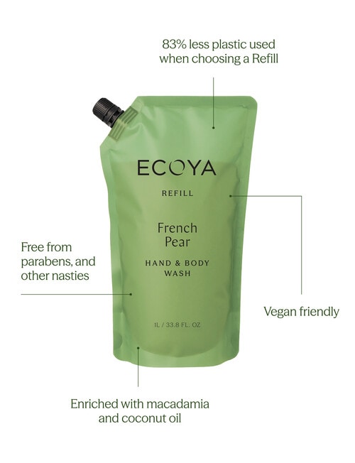 Ecoya Hand & Body Wash Refill, French Pear, 1L product photo View 02 L