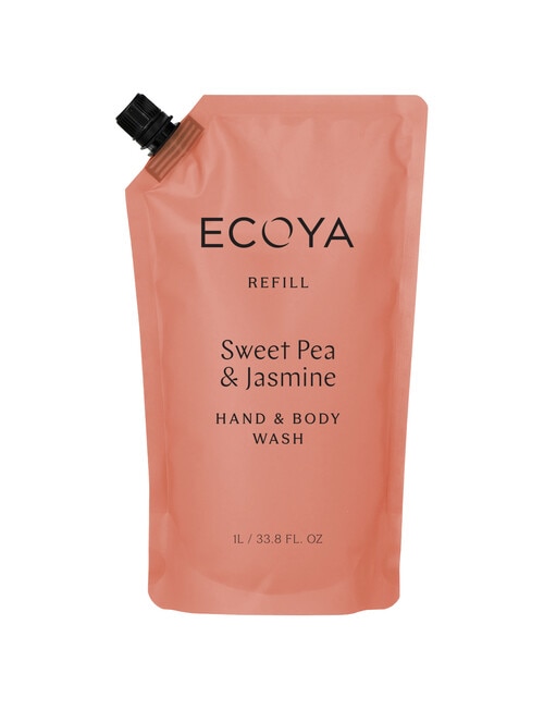 Ecoya Hand & Body Wash Refill, Sweet Pea & Jasmine, 1L product photo