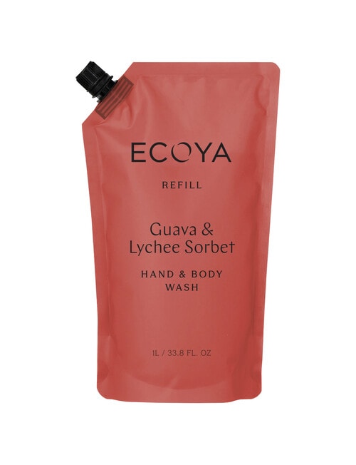 Ecoya Hand & Body Wash Refill, Guava & Lychee Sorbet, 1L product photo