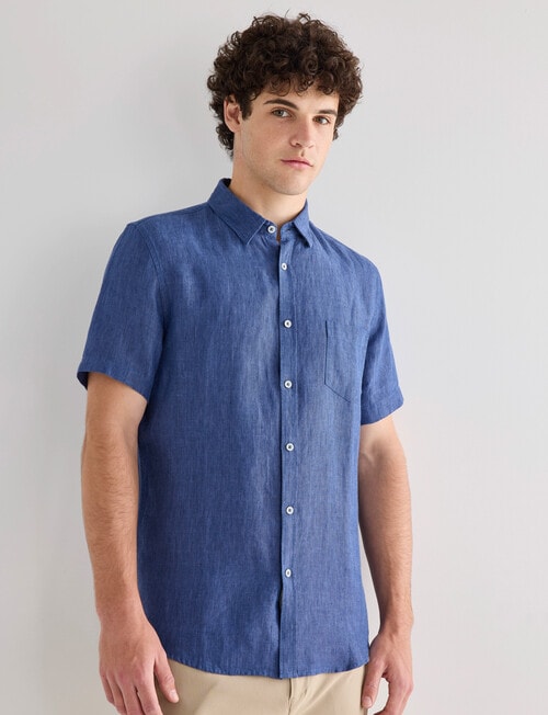 Gasoline Linen Shirt, Marine Blue product photo