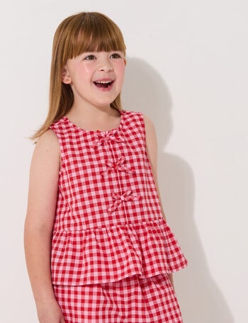Mac & Ellie Peplum Top, Pink & Red product photo