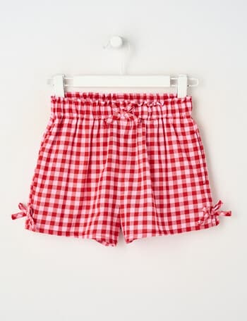 Mac & Ellie Gingham Bow Short, Pink & Red product photo