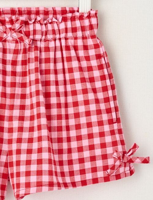 Mac & Ellie Gingham Bow Short, Pink & Red product photo View 02 L