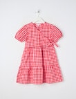 Mac & Ellie Gingham Shortsleeve Cotton Wrap Dress, Pink & Red product photo