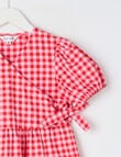 Mac & Ellie Gingham Shortsleeve Cotton Wrap Dress, Pink & Red product photo View 02 S