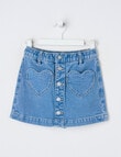 Mac & Ellie Heart Pocket Denim Skort, Mid Blue product photo