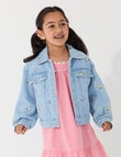 Mac & Ellie Embroidered Floral Boxy Denim Jacket, Light Blue product photo