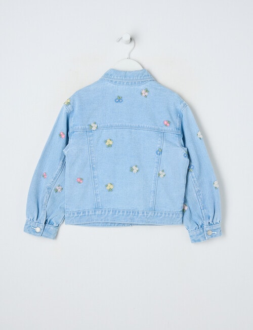 Mac & Ellie Embroidered Floral Boxy Denim Jacket, Light Blue product photo View 02 L