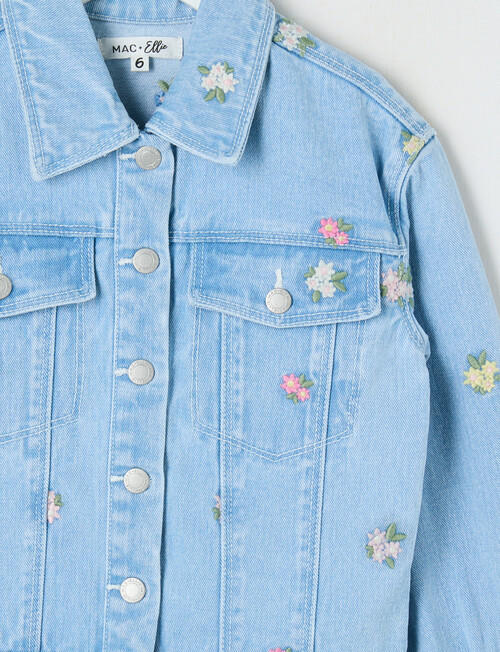 Mac & Ellie Embroidered Floral Boxy Denim Jacket, Light Blue product photo View 03 L
