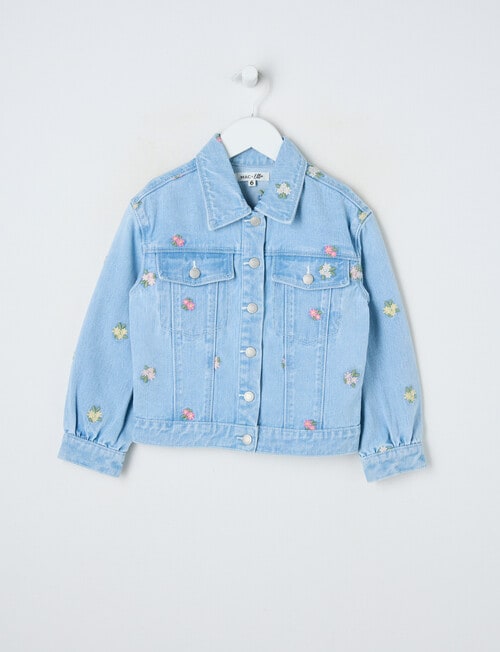 Mac & Ellie Embroidered Floral Boxy Denim Jacket, Light Blue product photo View 04 L