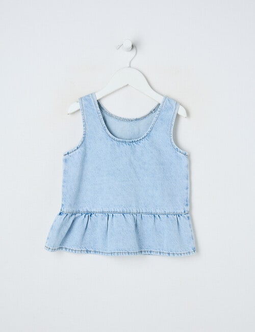 Mac & Ellie Denim Peplum Top, Light Blue product photo View 02 L