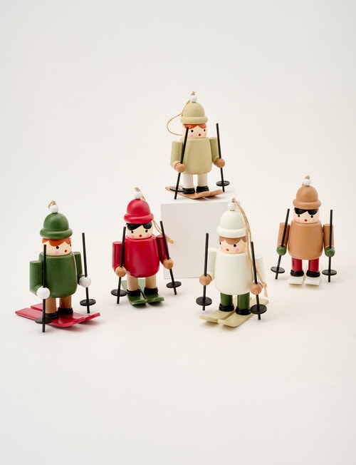 Christmas Shop Wooden Skiers, Set of 5 product photo