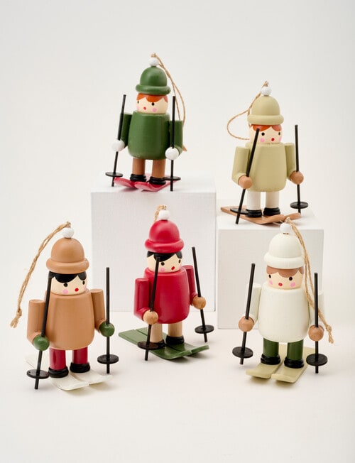 Christmas Shop Wooden Skiers, Set of 5 product photo View 03 L