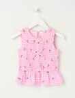 Mac & Ellie Cherries Linen Blend Peplum Top, Light Pink product photo