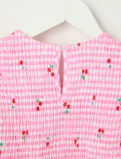 Mac & Ellie Cherries Linen Blend Peplum Top, Light Pink product photo View 03 L