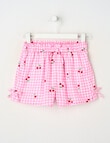 Mac & Ellie Cherries Linen Blend Bow Short, Light Pink product photo