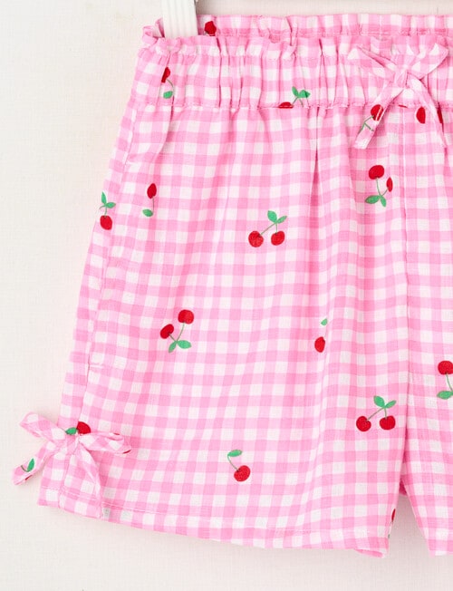 Mac & Ellie Cherries Linen Blend Bow Short, Light Pink product photo View 02 L