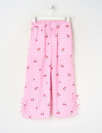 Mac & Ellie Cherries Wide Leg Linen Blend Pant, Light Pink product photo
