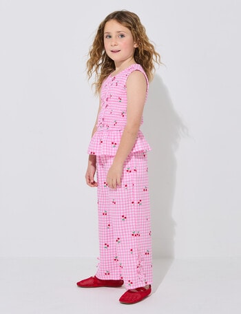 Mac & Ellie Cherries Wide Leg Linen Blend Pant, Light Pink product photo